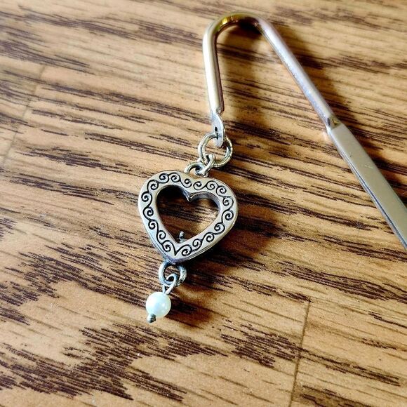 ❌️SOLD❌️BRIGHTON "Sorority" Silver and Pearl Bookmark - Picture 3 of 6